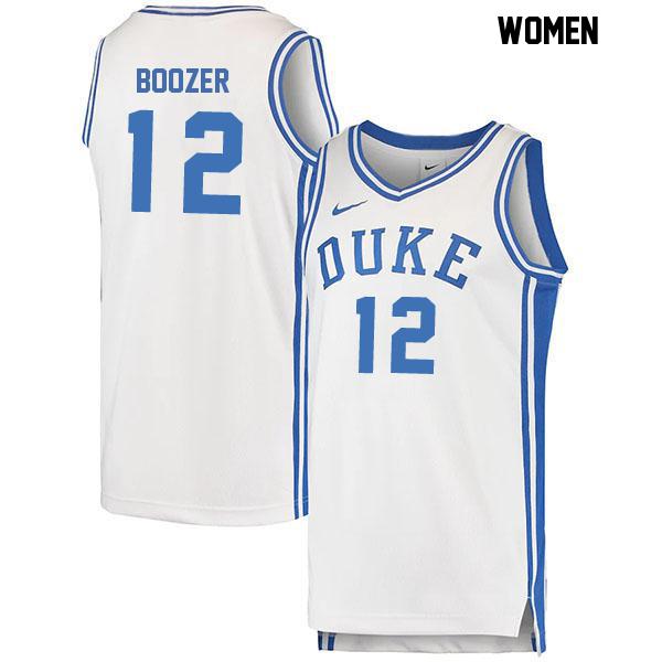 Cameron Boozer Womens Stitched Number 12 White Authentic Duke Blue Devils College Basketball Jersey Cameron Boozer Womens Stitched Number 12 White Authentic Duke Blue Devils College Basketball Jersey